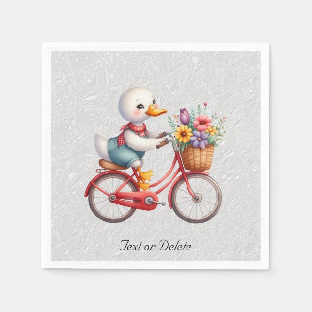 Servilleta De Papel Servilletas de pato de bicicleta floral (Anverso)
