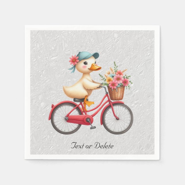 Servilleta De Papel Servilletas de pato de bicicleta floral (Anverso)