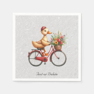 Servilleta De Papel Servilletas de patos en bicicleta florales