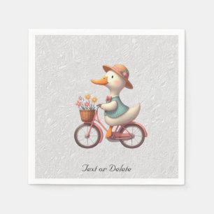 Servilleta De Papel Servilletas de patos en bicicleta florales