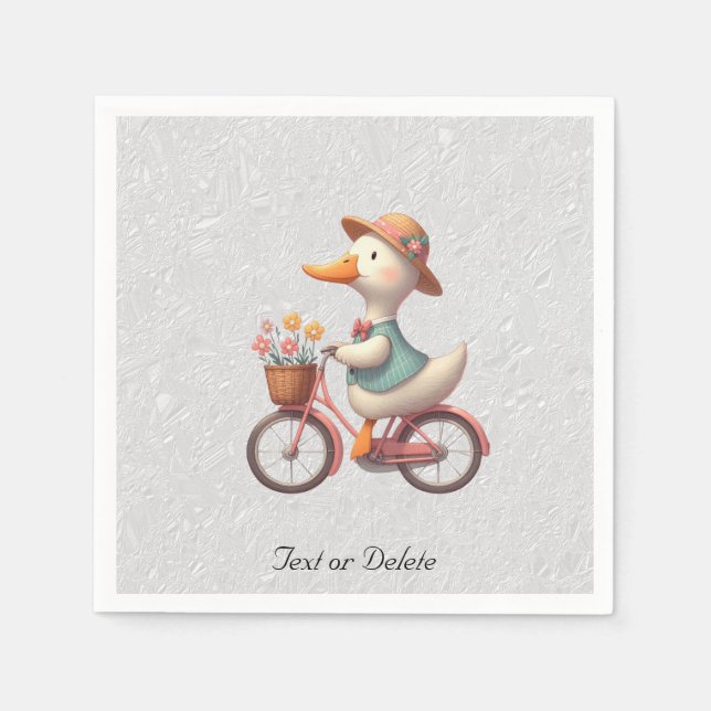Servilleta De Papel Servilletas de patos en bicicleta florales (Anverso)