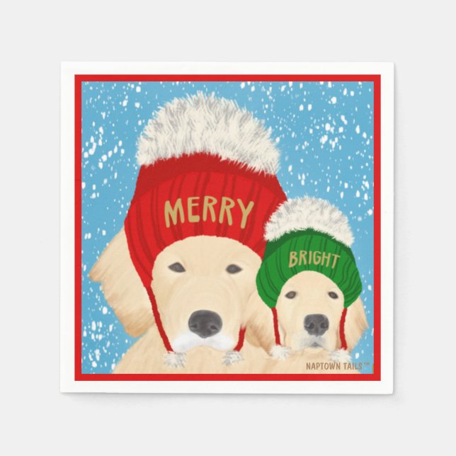 Servilleta De Papel Servilletas de Perros Navideños Alegres (Anverso)