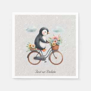 Servilleta De Papel Servilletas de pingüino de bicicleta floral