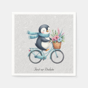 Servilleta De Papel Servilletas de pingüino de bicicleta floral