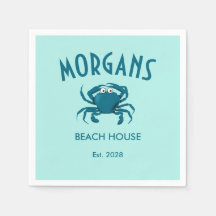 Servilletas de playa personalizadas Blue Crab Beac