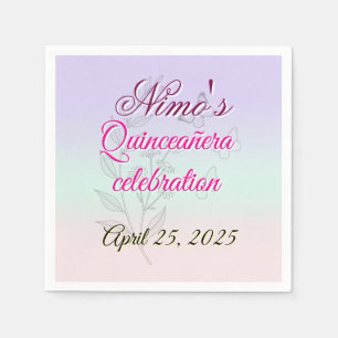 Servilleta De Papel Servilletas de Quinceañera Botánicas Pastel 