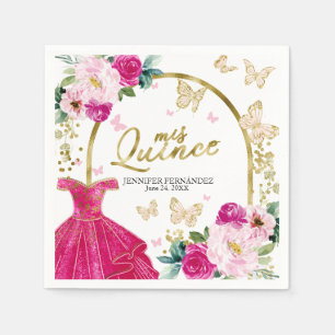 Servilleta De Papel Servilletas de Quinceañera de Mariposa Rosa Calien