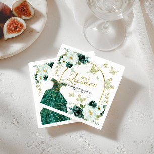 Servilleta De Papel Servilletas de quinceañera de mariposa verde flora