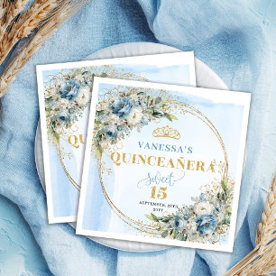 Servilleta De Papel Servilletas de Quinceañera Elegantes con Flores Az