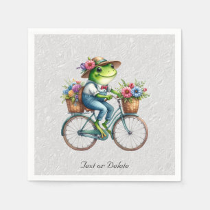 Servilleta De Papel Servilletas de rana de bicicleta floral