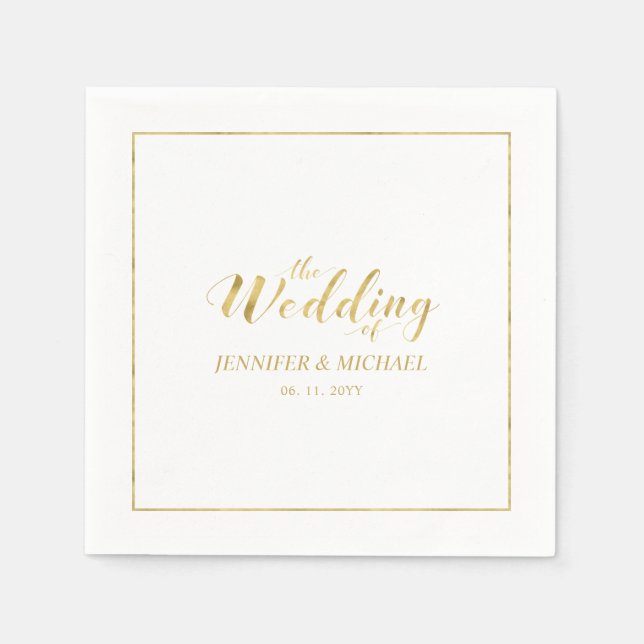 Servilleta De Papel Servilletas de recepción de boda con guión de dios (Anverso)
