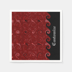 Servilleta De Papel Servilletas de rizo de raso rojo y negro