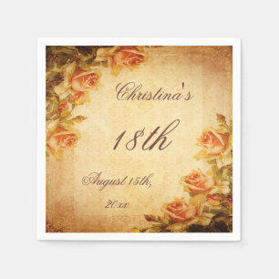 Servilleta De Papel Servilletas de rosas melocotón shabby chic damasco