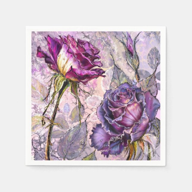 Servilleta De Papel Servilletas de Rosas Purpúreas (Anverso)