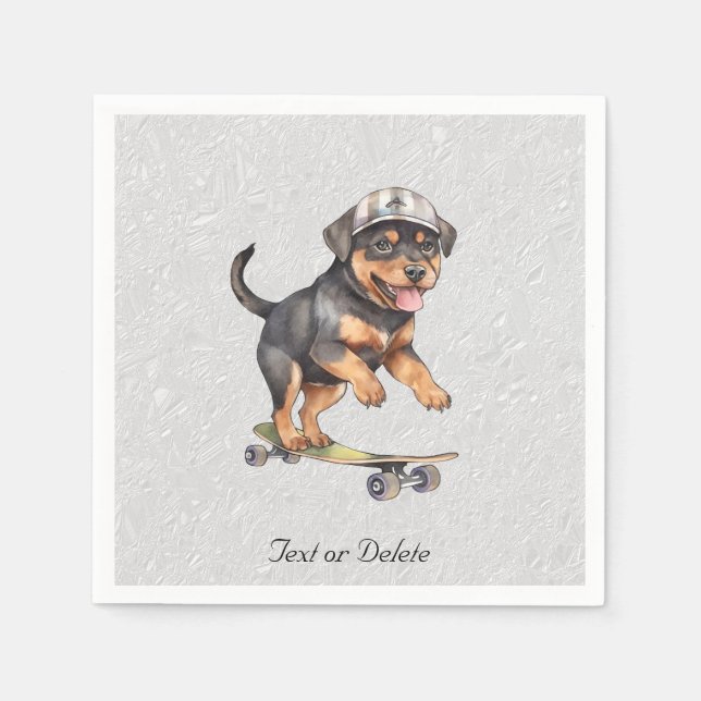 Servilleta De Papel Servilletas de Rottweiler con Acuarela (Anverso)