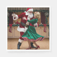 Servilletas de Santa bailando en Navidad.