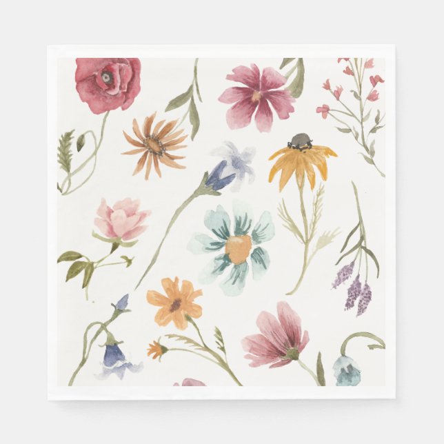 Servilleta De Papel Servilletas de té floral de acuarela (Anverso)
