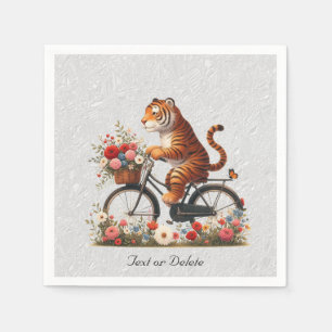 Servilleta De Papel Servilletas de tigre de bicicleta floral