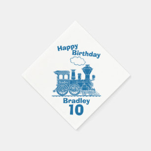 Servilleta De Papel Servilletas de tren azul llamado chicos cumpleaños