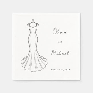 Servilleta De Papel Servilletas de vestido de novia minimalista con ar