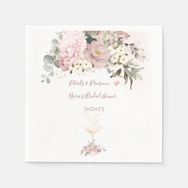 Servilleta De Papel Servilletas de vidrio de champán con rosa polvorie (Anverso)