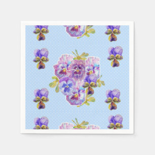 Servilleta De Papel Servilletas decorativas Blue Dot Shabby Chic Pansy