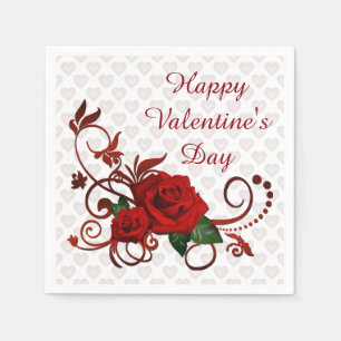 Servilleta De Papel Servilletas del modelo del corazón de los rosas