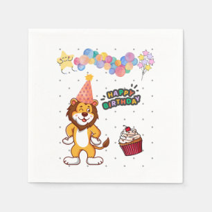 Servilleta De Papel Servilletas divertidas de león de cumpleaños de di