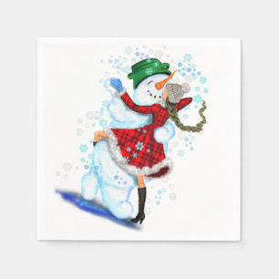 Servilleta De Papel Servilletas divertidas de Navidad hombre de nieve