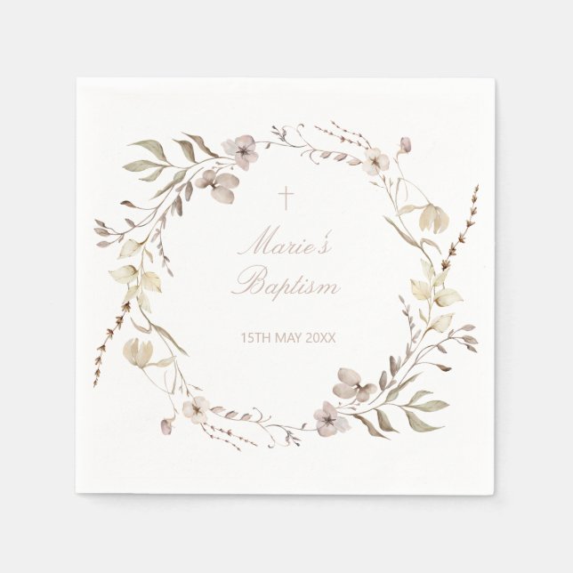 Servilleta De Papel Servilletas editables de flores florales boho (Anverso)
