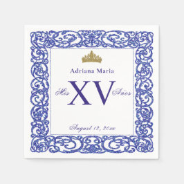 Servilleta De Papel Servilletas Elegantes Azules Mis XV Quinceañera
