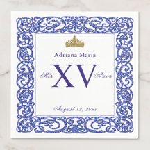 Servilletas Elegantes Azules Mis XV Quinceañera