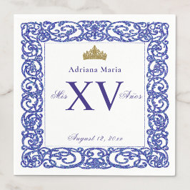 Servilleta De Papel Servilletas Elegantes Azules Mis XV Quinceañera
