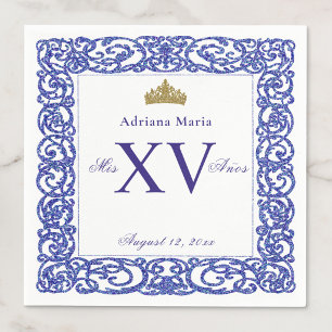 Servilleta De Papel Servilletas Elegantes Azules Mis XV Quinceañera