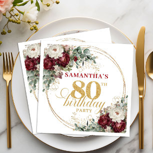 Servilleta De Papel Servilletas Elegantes Boho Marsala Floral Cumpleañ