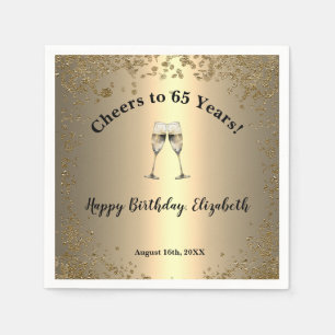 Servilleta De Papel Servilletas Elegantes Cheers Gold 65 Cumpleaños