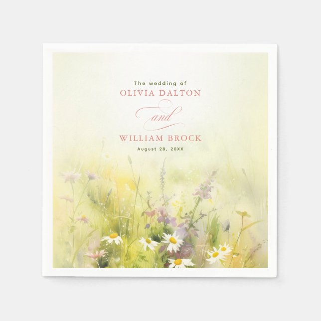 Servilleta De Papel Servilletas elegantes de prado de flores silvestre (Anverso)