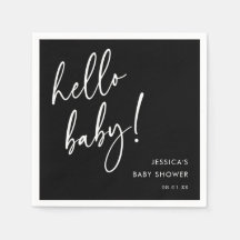 Servilletas Elegantes Negras para Baby Shower 'Hol