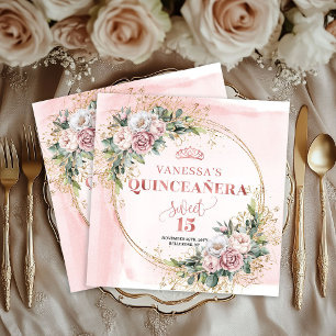 Servilleta De Papel Servilletas Elegantes Rosa Claro Eucalipto Quincea