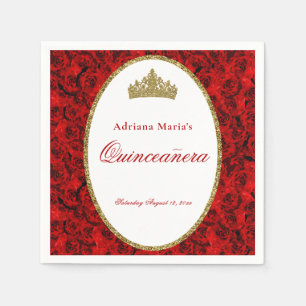 Servilleta De Papel Servilletas Elegantes Rosas Rojas Quinceañera