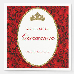 Servilleta De Papel Servilletas Elegantes Rosas Rojas Quinceañera