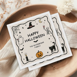 Servilleta De Papel Servilletas Feliz Halloween Dibujadas a Mano