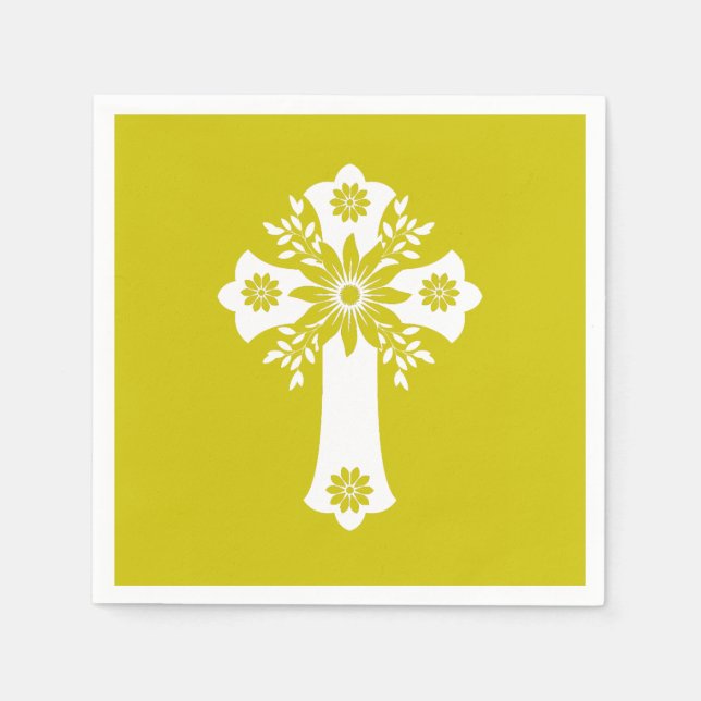 Servilleta De Papel Servilletas Floral Cruz Amarillo (Anverso)