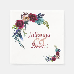 Servilleta De Papel Servilletas florales boho rojas