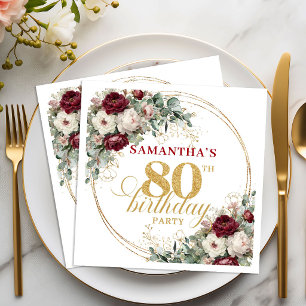 Servilleta De Papel Servilletas Florales Burgundy Elegantes para Cumpl