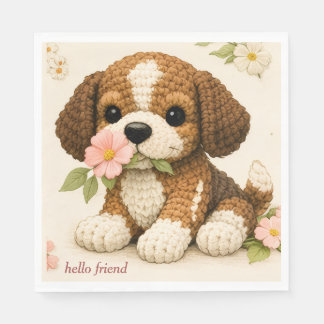 Servilleta De Papel Servilletas Florales de Cachorro Tejido Adorables 