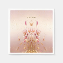 Servilleta De Papel Servilletas Florales de Hojas Doradas Rosadas