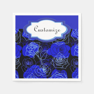 Servilleta De Papel Servilletas florales de rosas azules inalcanzables