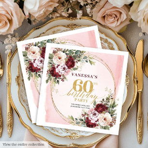 Servilleta De Papel Servilletas Florales Elegantes Boho Burgundy Gold