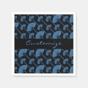 Servilleta De Papel Servilletas florales emplumadas azul del modelo de